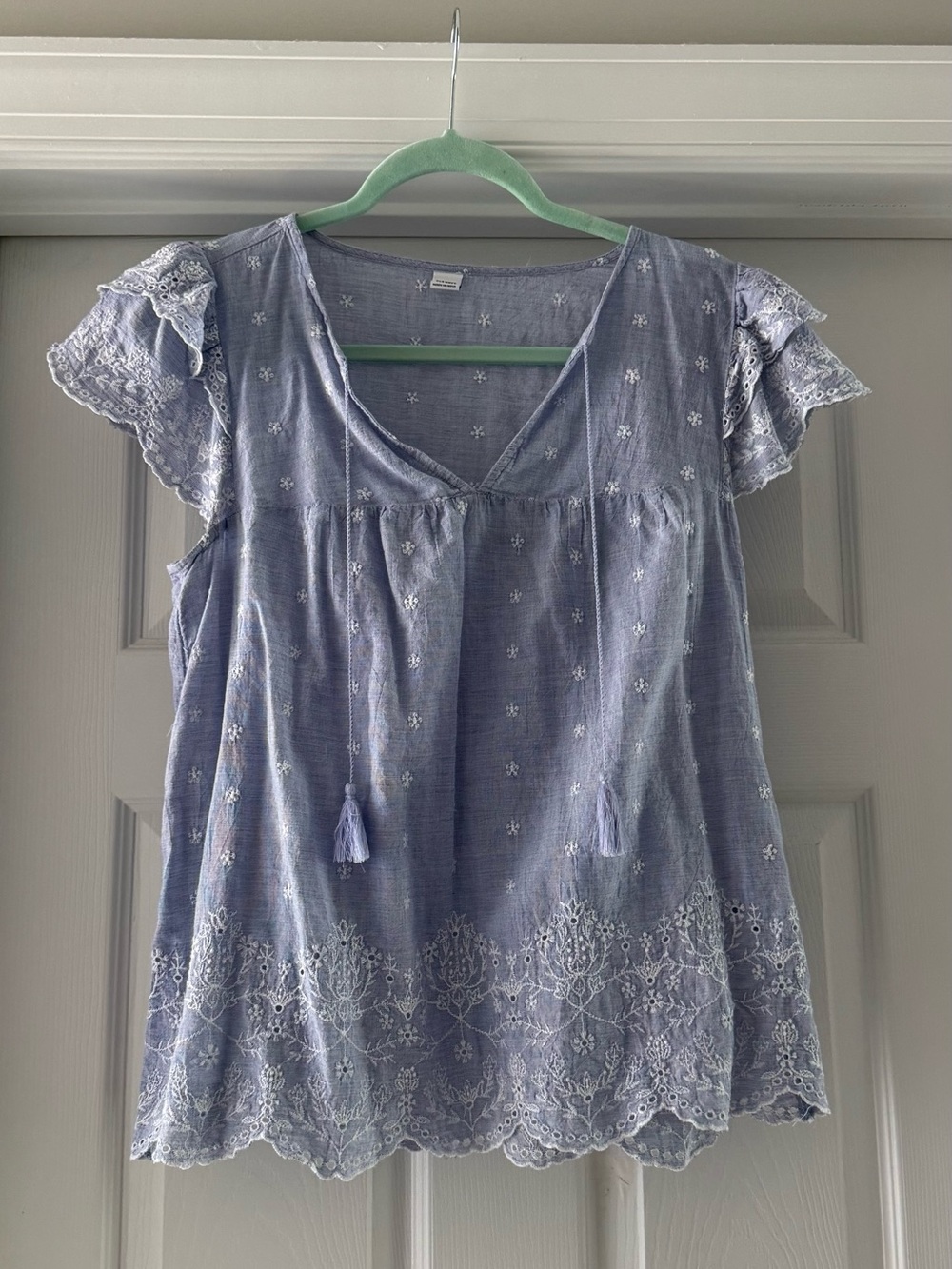 Old Navy Embroidered Flutter Sleeve Blouse